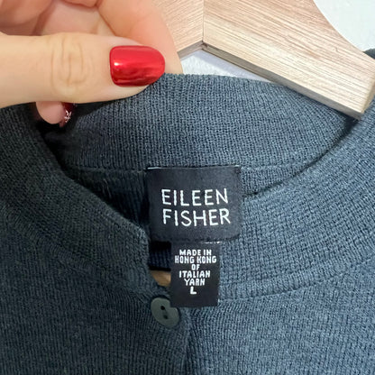 Eileen Fisher Italian Wool Longline Cardigan Size Large Luxury Classic