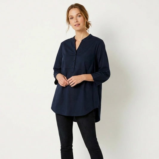 Soft Surroundings Black Popover Tunic Shirt NEW Size M 3/4 Sleeve Cotton