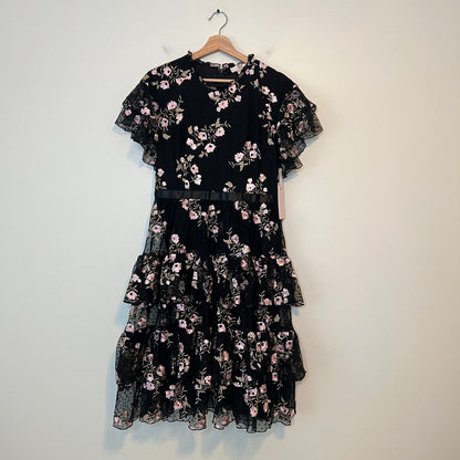 Rachel Parcell Embroidered Tiered Mesh Dress NEW Size Medium Floral