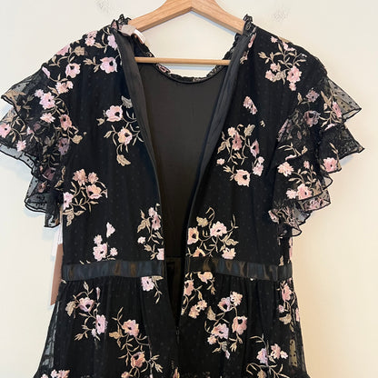 Rachel Parcell Embroidered Tiered Mesh Dress NEW Size Medium Floral