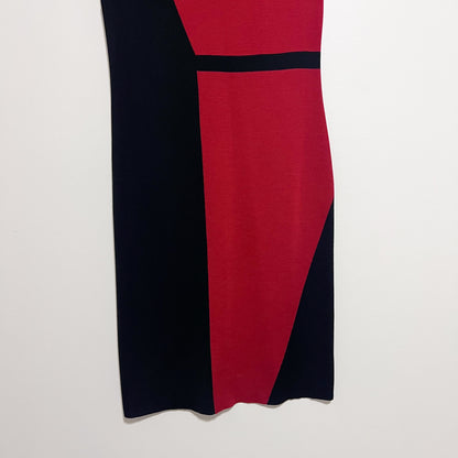 St. John Collection Milano Knit Colorblock Sheath Dress Red Black Size 8