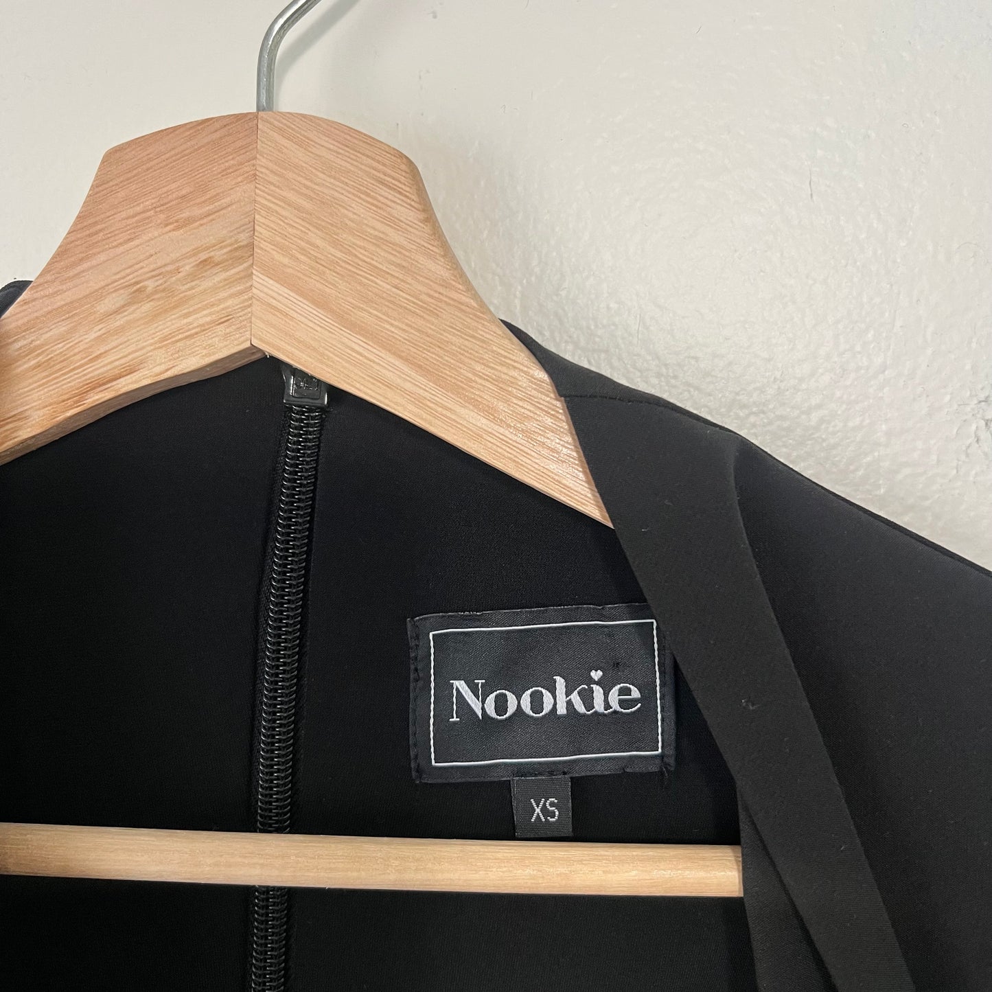 Nookie Billie Blazer Dress Black XS Deep V-Neck Asymmetric Hem Bodycon Mini