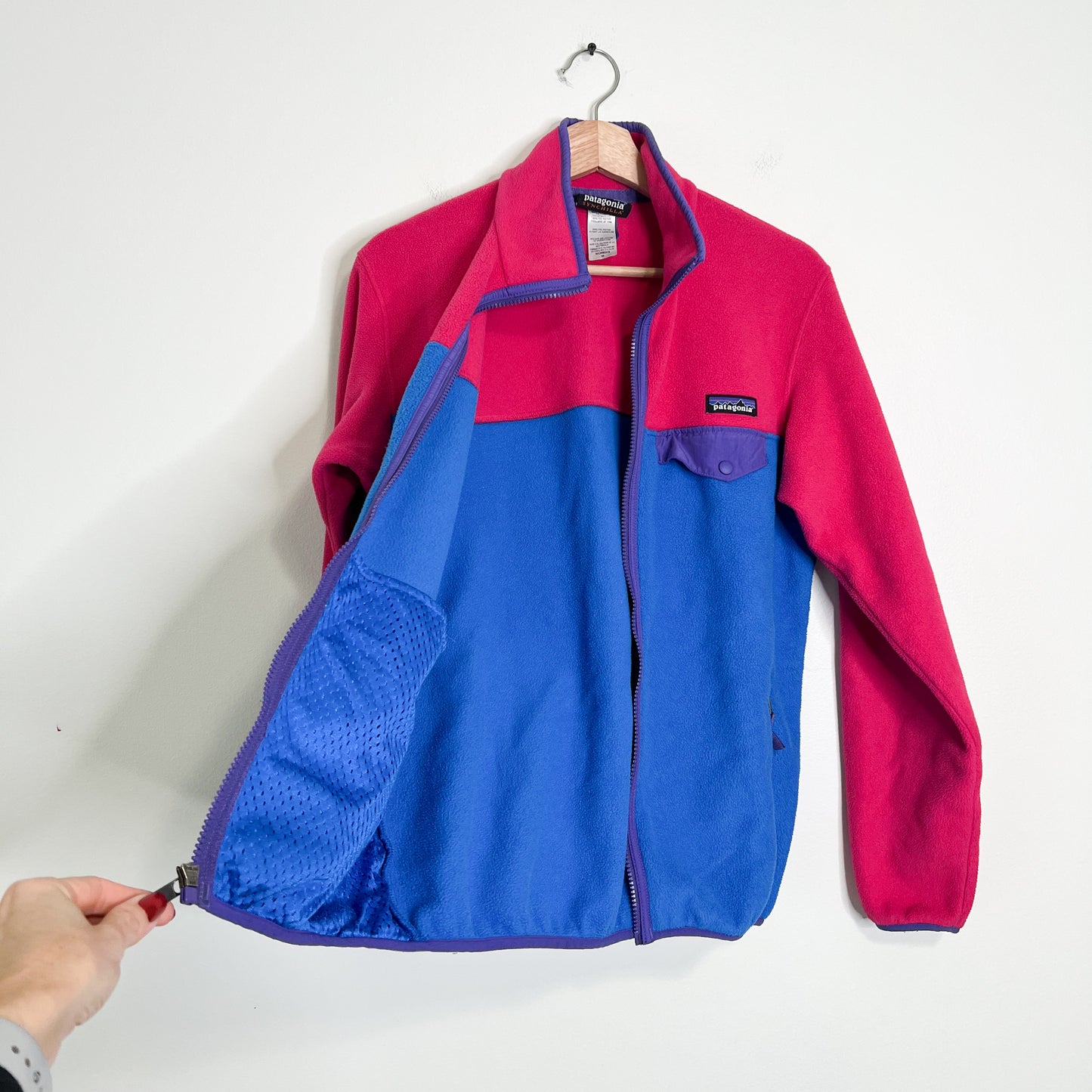 Patagonia Synchilla Full Zip Fleece Jacket Women's Size M Pink Blue STYLE #25485