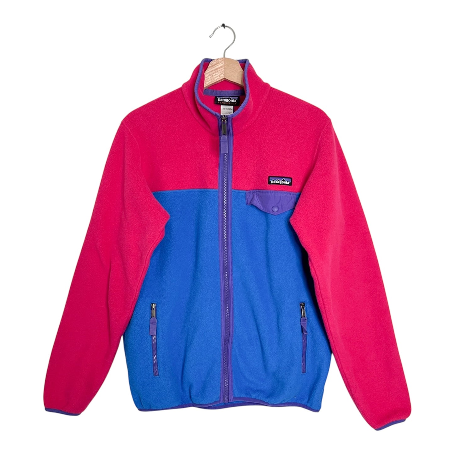 Patagonia Synchilla Full Zip Fleece Jacket Women's Size M Pink Blue STYLE #25485