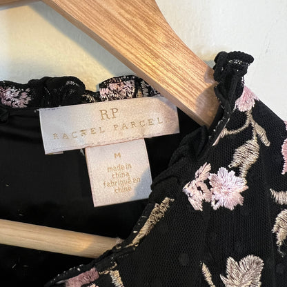 Rachel Parcell Embroidered Tiered Mesh Dress NEW Size Medium Floral