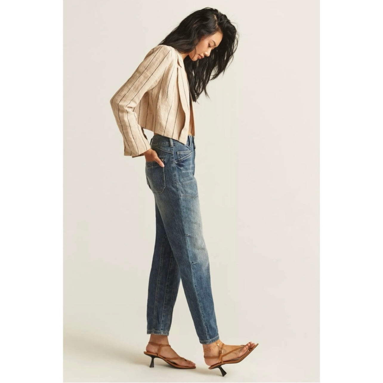 Anthropologie Pilcro The Wanderer Relaxed Jeans Blue High Rise Size 28