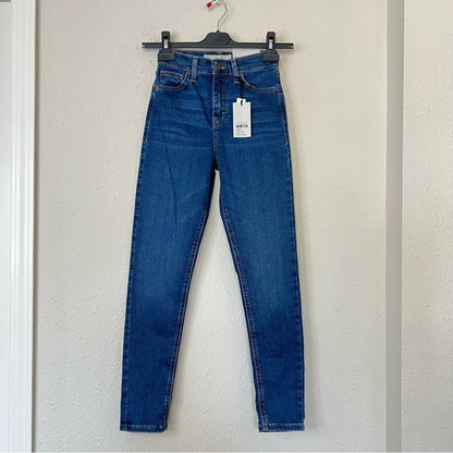 Topshop Moto Jamie High Waist Ankle Grazer Medium Wash Skinny Jeans NEW Size 25
