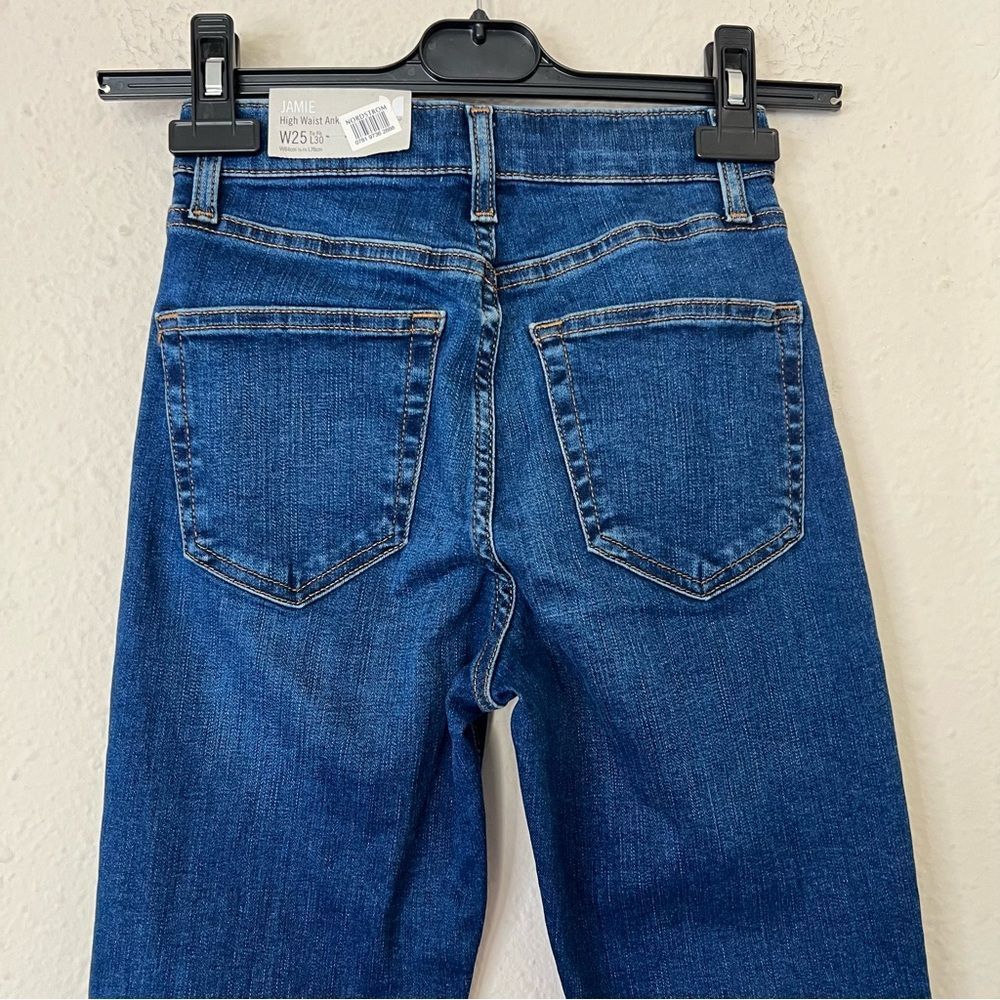 Topshop Moto Jamie High Waist Ankle Grazer Medium Wash Skinny Jeans NEW Size 25