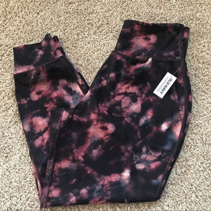 Old Navy High Waisted Powersoft 7/8 Length Red Tie Dye Joggers Size S