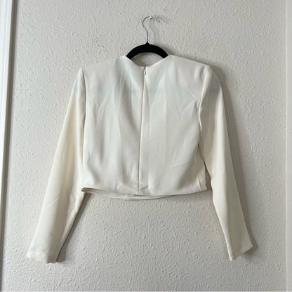 ZARA Long Sleeve Cropped Blouse Top NEW Size XS in Ivory