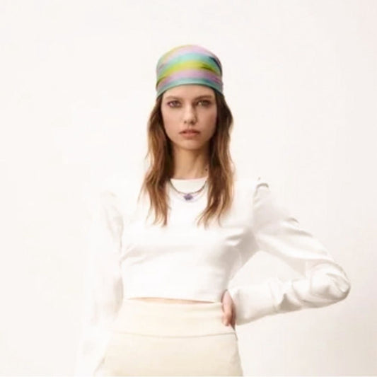 ZARA Long Sleeve Cropped Blouse Top NEW Size XS in Ivory