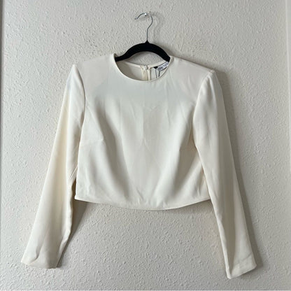 ZARA Long Sleeve Cropped Blouse Top NEW Size XS in Ivory