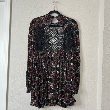Free People Sweet Thang Printed Black Tunic Combo Size Small