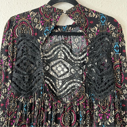 Free People Sweet Thang Printed Black Tunic Combo Size Small