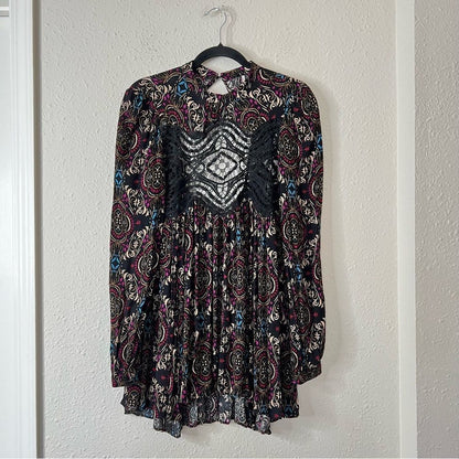 Free People Sweet Thang Printed Black Tunic Combo Size Small