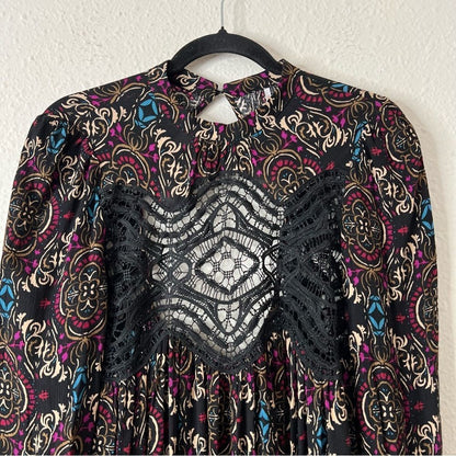 Free People Sweet Thang Printed Black Tunic Combo Size Small