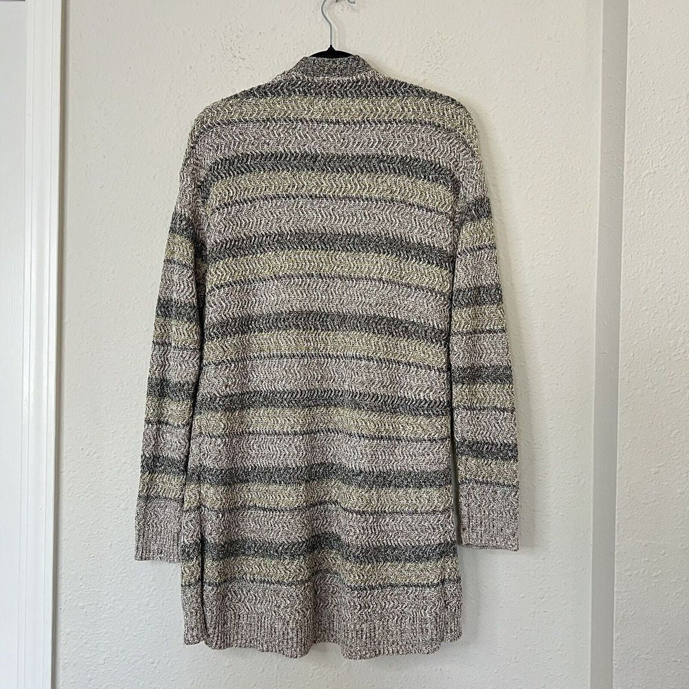 Lane Bryant Striped Open Front Longline Cardigan Sweater Shimmer Size 14/16