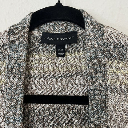 Lane Bryant Striped Open Front Longline Cardigan Sweater Shimmer Size 14/16