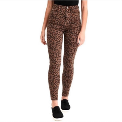American Eagle Leopard Print Stretch Curvy Super High Rise Jeggings Plus Size 24