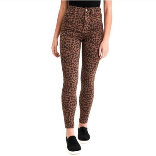 American Eagle Leopard Print Stretch Curvy Super High Rise Jeggings Plus Size 24