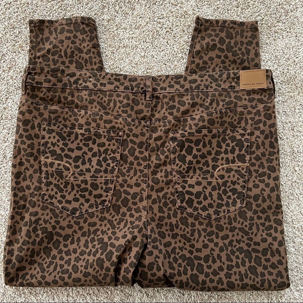 American Eagle Leopard Print Stretch Curvy Super High Rise Jeggings Plus Size 24
