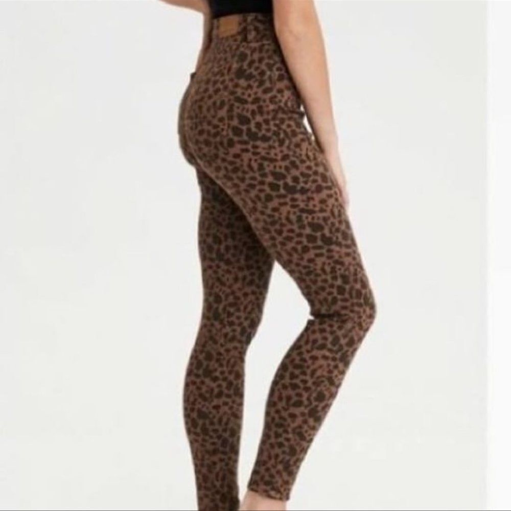 American Eagle Leopard Print Stretch Curvy Super High Rise Jeggings Plus Size 24