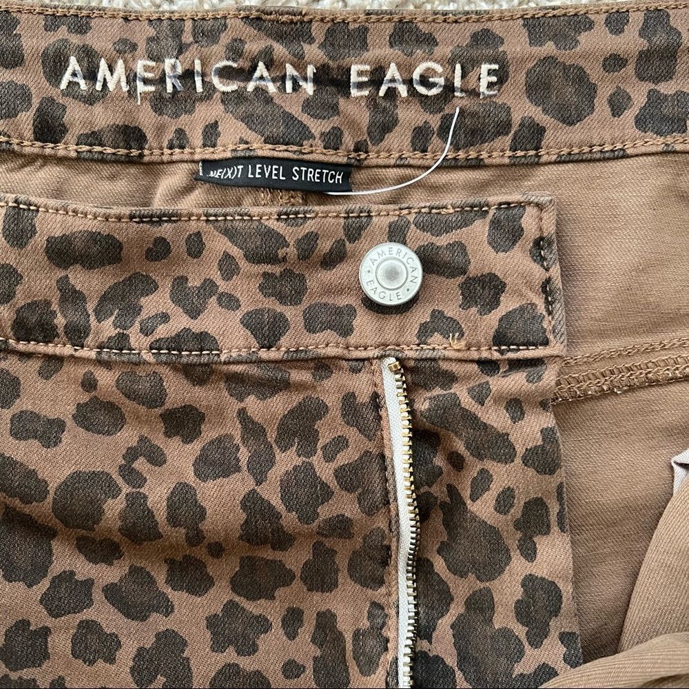 American Eagle Leopard Print Stretch Curvy Super High Rise Jeggings Plus Size 24