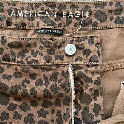 American Eagle Leopard Print Stretch Curvy Super High Rise Jeggings Plus Size 24