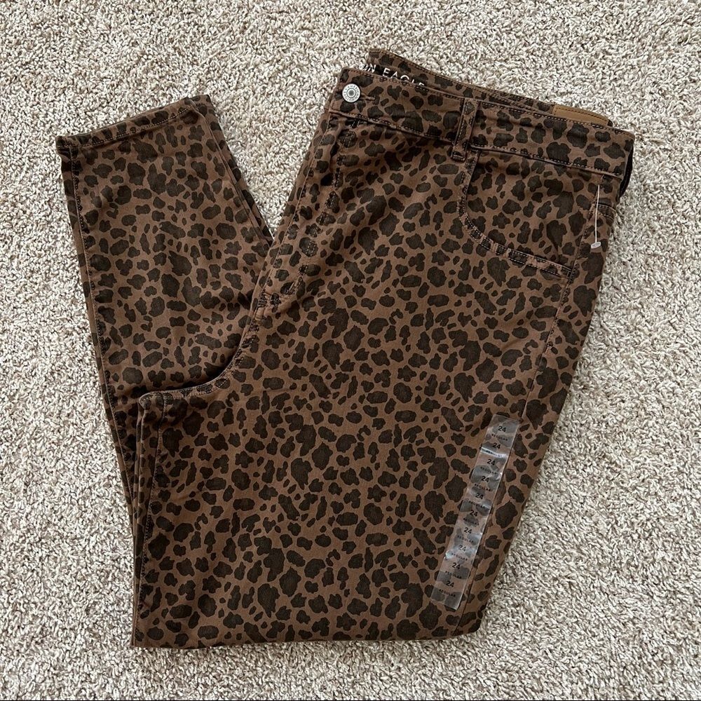 American Eagle Leopard Print Stretch Curvy Super High Rise Jeggings Plus Size 24