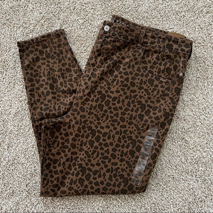 American Eagle Leopard Print Stretch Curvy Super High Rise Jeggings Plus Size 24