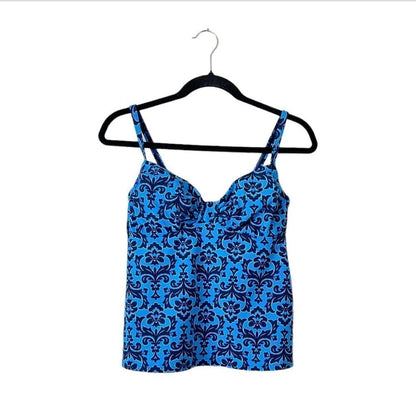 Lands End Tankini Swimsuit Top Size 6 Blue Printed