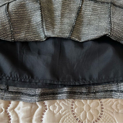 Banana Republic Tweed Metallic Pleated Fit & Flare Mini Skirt Size 14