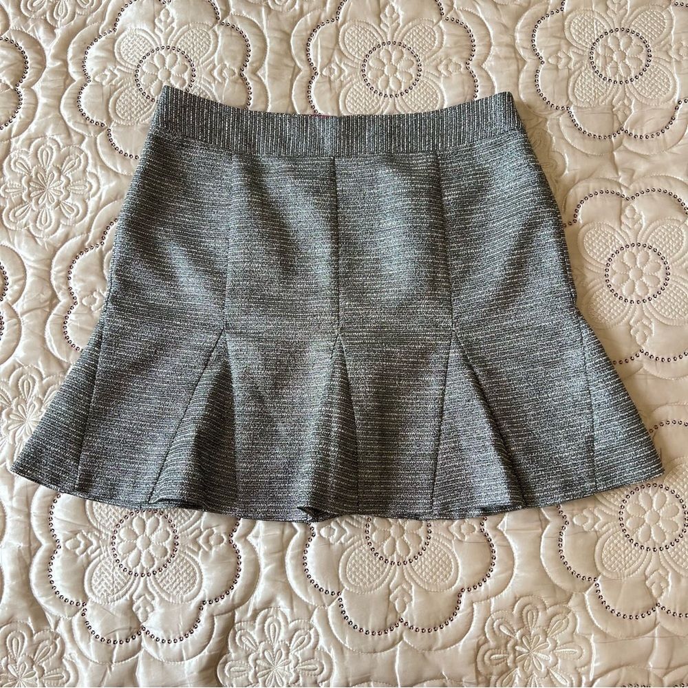 Banana Republic Tweed Metallic Pleated Fit & Flare Mini Skirt Size 14