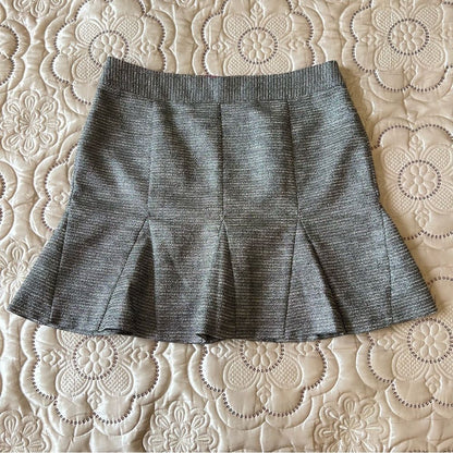 Banana Republic Tweed Metallic Pleated Fit & Flare Mini Skirt Size 14