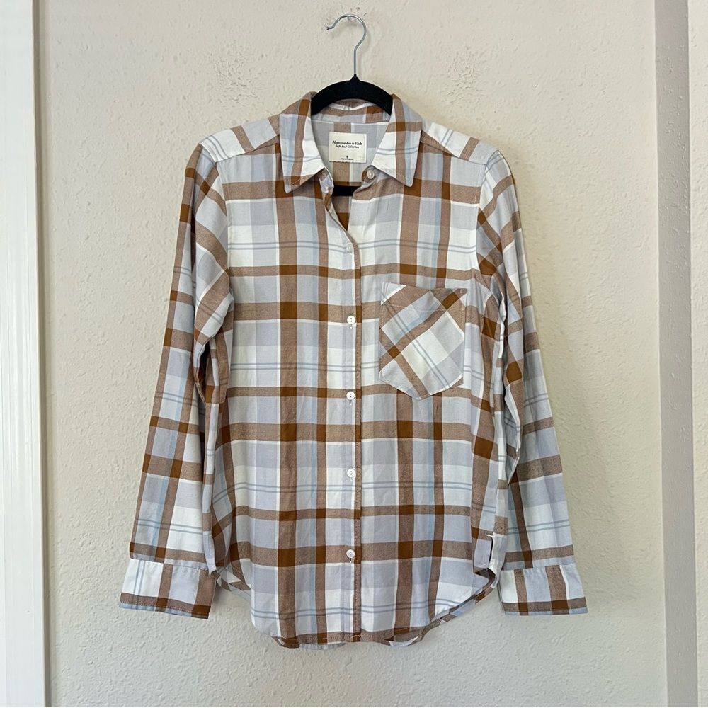 Abercrombie & Fitch Relaxed Flannel Plaid Button Down Shirt NEW Size S