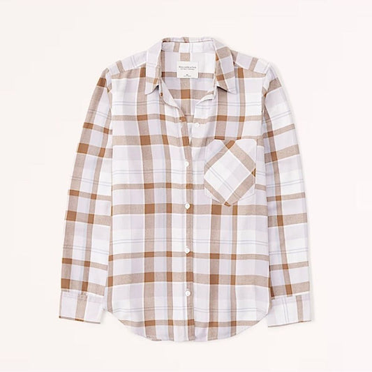 Abercrombie & Fitch Relaxed Flannel Plaid Button Down Shirt NEW Size S