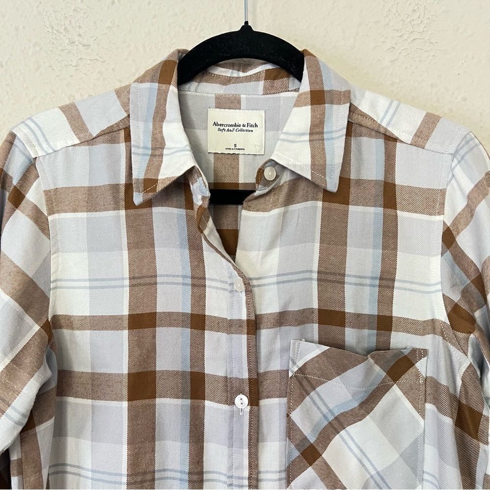 Abercrombie & Fitch Relaxed Flannel Plaid Button Down Shirt NEW Size S