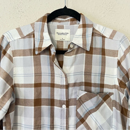 Abercrombie & Fitch Relaxed Flannel Plaid Button Down Shirt NEW Size S