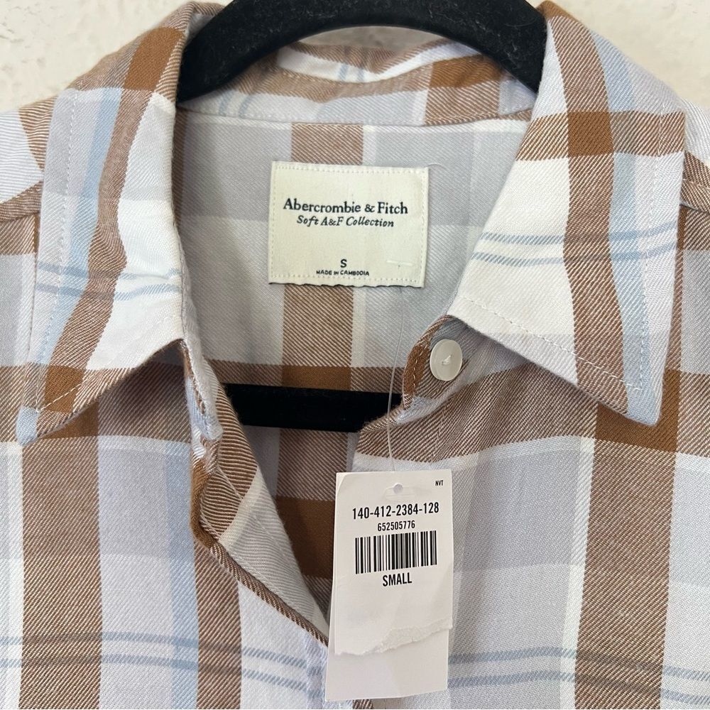 Abercrombie & Fitch Relaxed Flannel Plaid Button Down Shirt NEW Size S