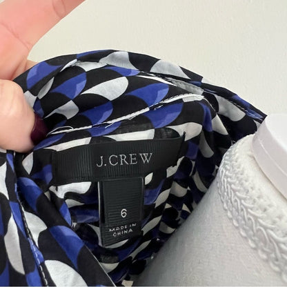 J. Crew Boy Shirt in Jet-Set Geo Print Button Down Shirt Long Sleeves Size 6
