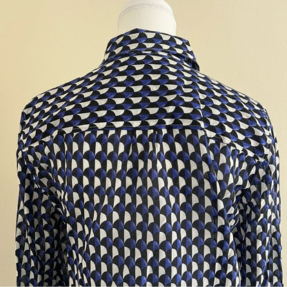 J. Crew Boy Shirt in Jet-Set Geo Print Button Down Shirt Long Sleeves Size 6