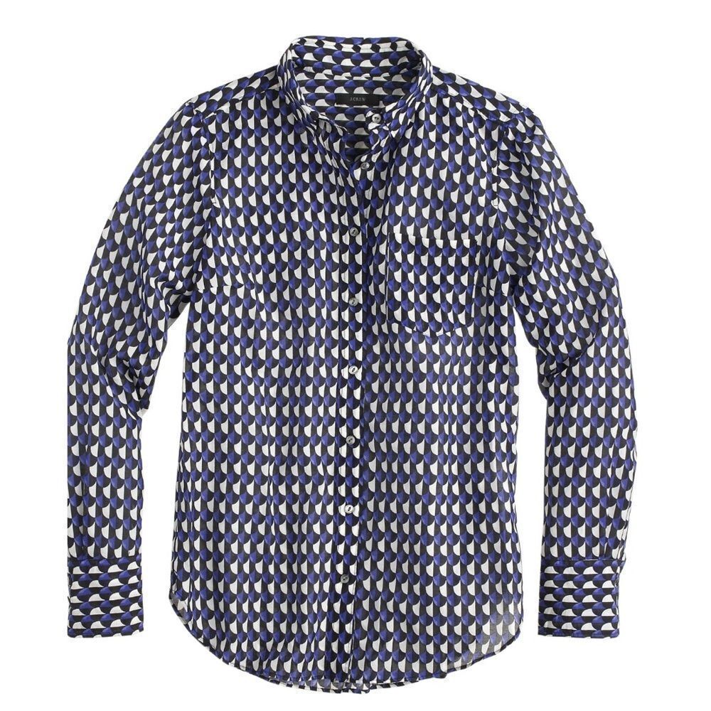 J. Crew Boy Shirt in Jet-Set Geo Print Button Down Shirt Long Sleeves Size 6