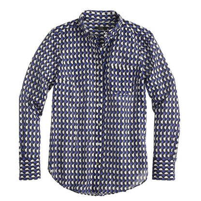 J. Crew Boy Shirt in Jet-Set Geo Print Button Down Shirt Long Sleeves Size 6