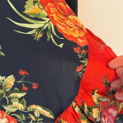 Anthropologie Farm Rio Audrey Wrap Maxi Dress Floral Long Sleeve Size SP