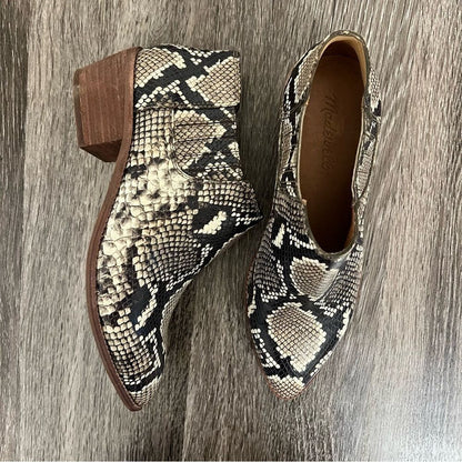 Madewell Chelsea Snakeskin Boots Leather Upper Size 8