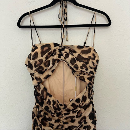Runaway The Label Acadia Leopard Mini Dress NEW Size Small