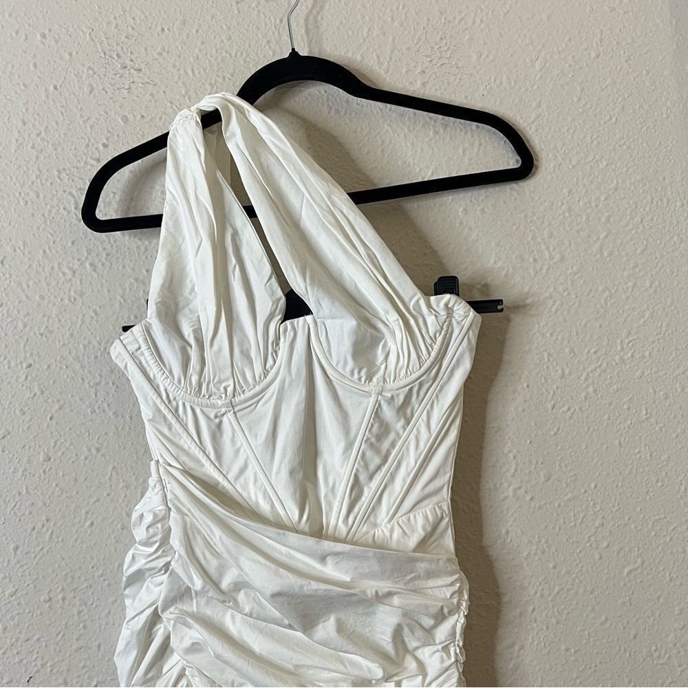House of CB Clementine White Cutout Ruched Bodycon Mini Dress Size Small