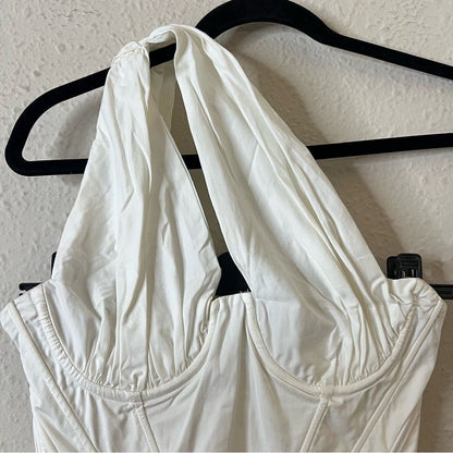 House of CB Clementine White Cutout Ruched Bodycon Mini Dress Size Small