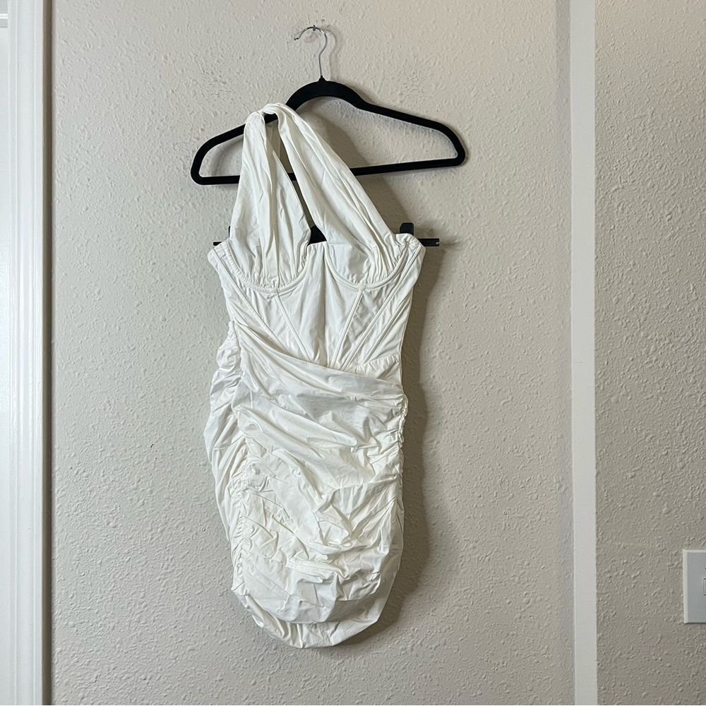 House of CB Clementine White Cutout Ruched Bodycon Mini Dress Size Small