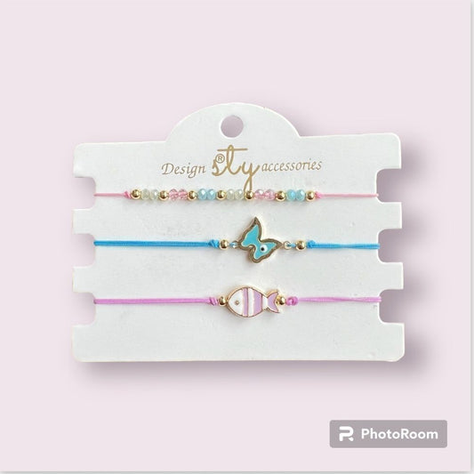 Macrame String Evil Eye Lucky Boho Bracelet NEW Set of 3